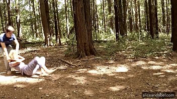 O tiganca cu pizda flocoasa legata si violata in padure